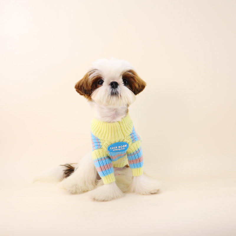 Dog Striped Pullover Sweater for medium dog breeds by Frenchiely