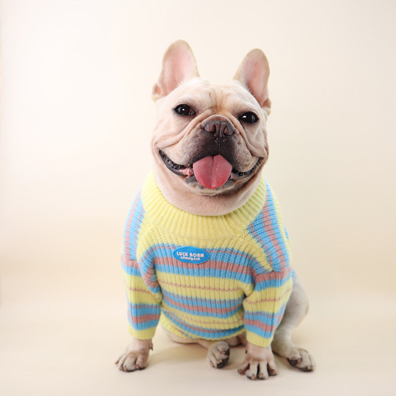 Dog Striped Pullover Sweater for medium dog breeds by Frenchiely