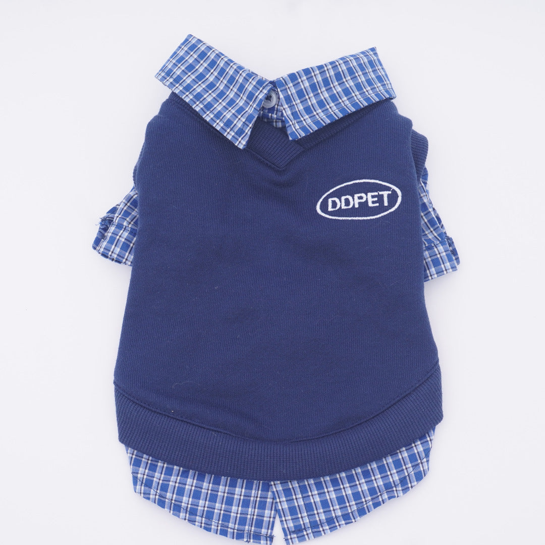 Dog Fake Two Piece Shirt in Blue for medium dog breeds by Frenchiely