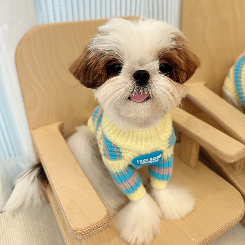Dog Striped Pullover Sweater for medium dog breeds by Frenchiely