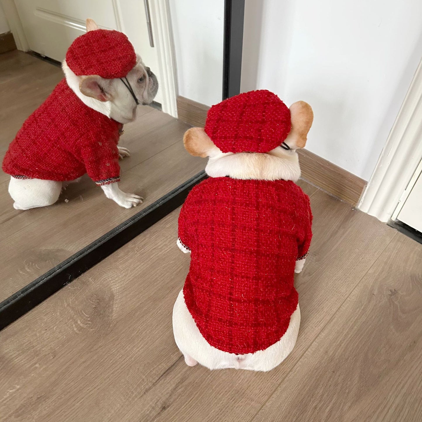 Dog  Plaid Tweed Fabric coat for small medium dogs