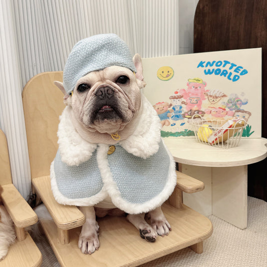 Dog Handmade Luxury Cloak with Beret for small medium dog breeds by Frenchiely