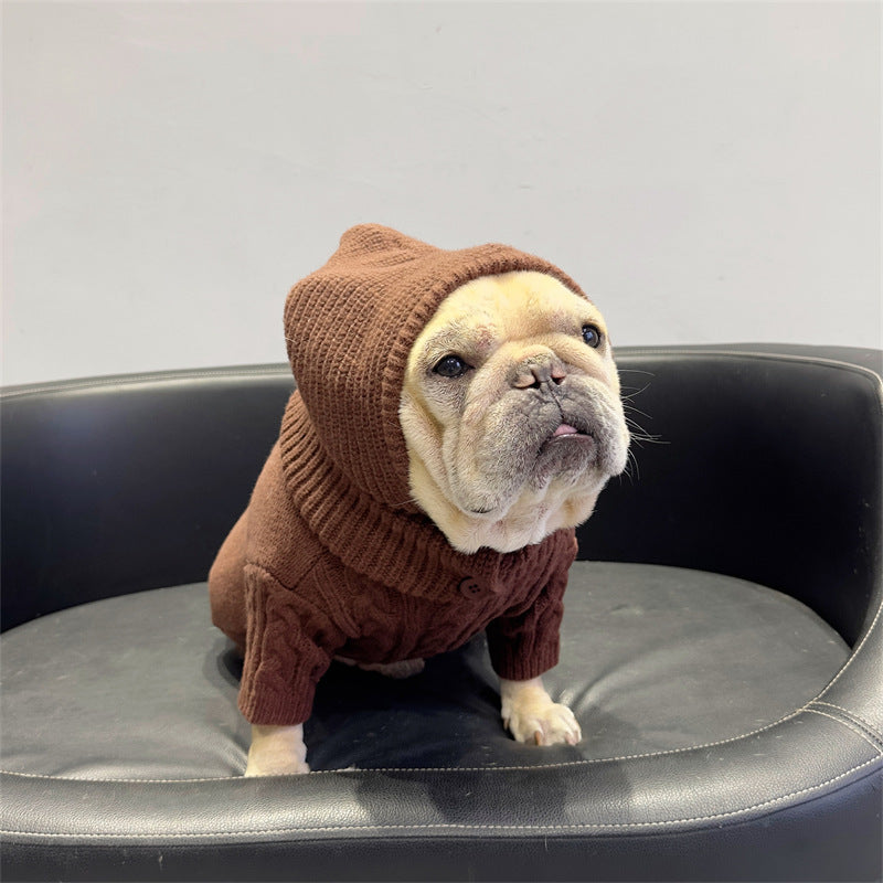 Dog Onesie Sweater with snood for medium dogs by Frenchiely