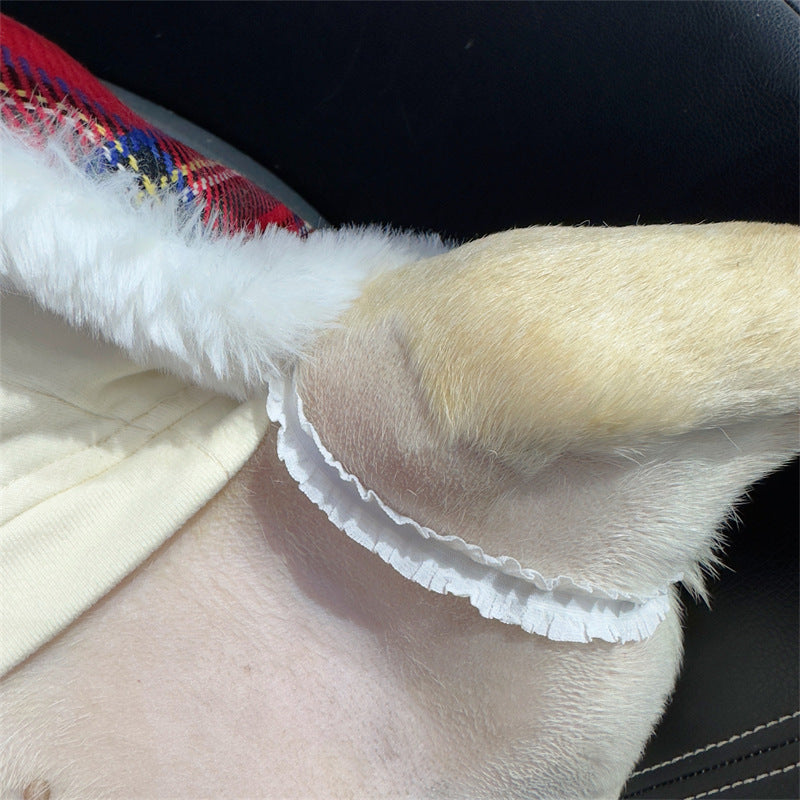 Dog Red Christmas Reindeer Cloak Blanket DogRedPlaidChristmasReindeerCloakBlanketforfrenchbulldogsbyFrenchiely_2