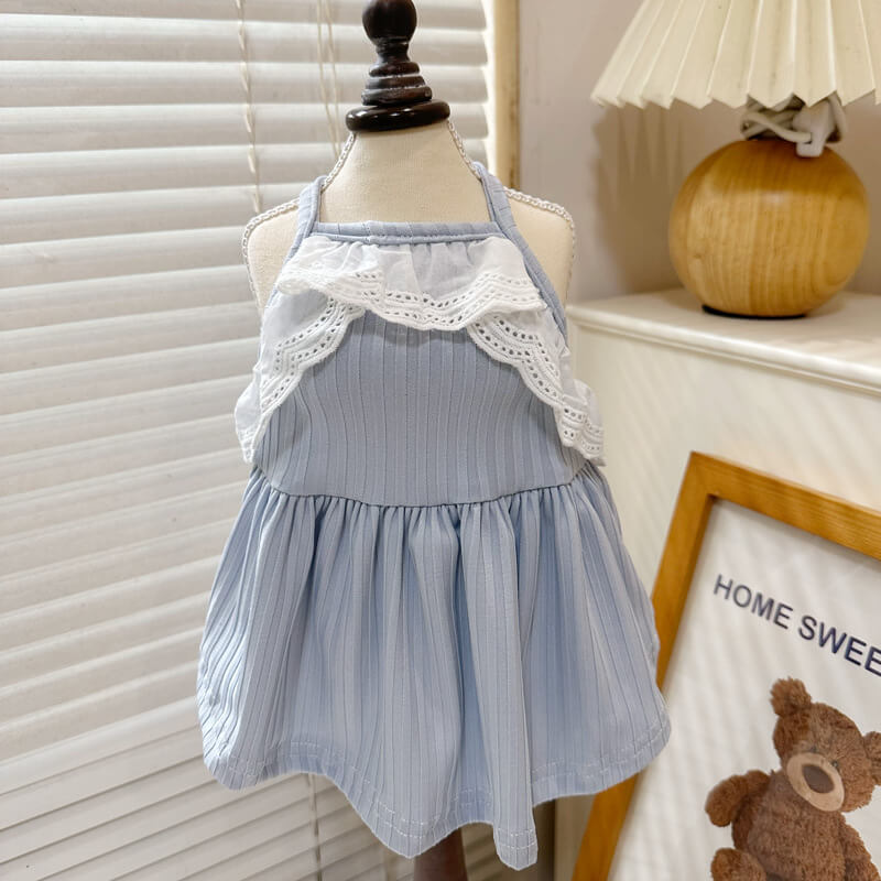 dog pink and blue summer dress for small medium dogs