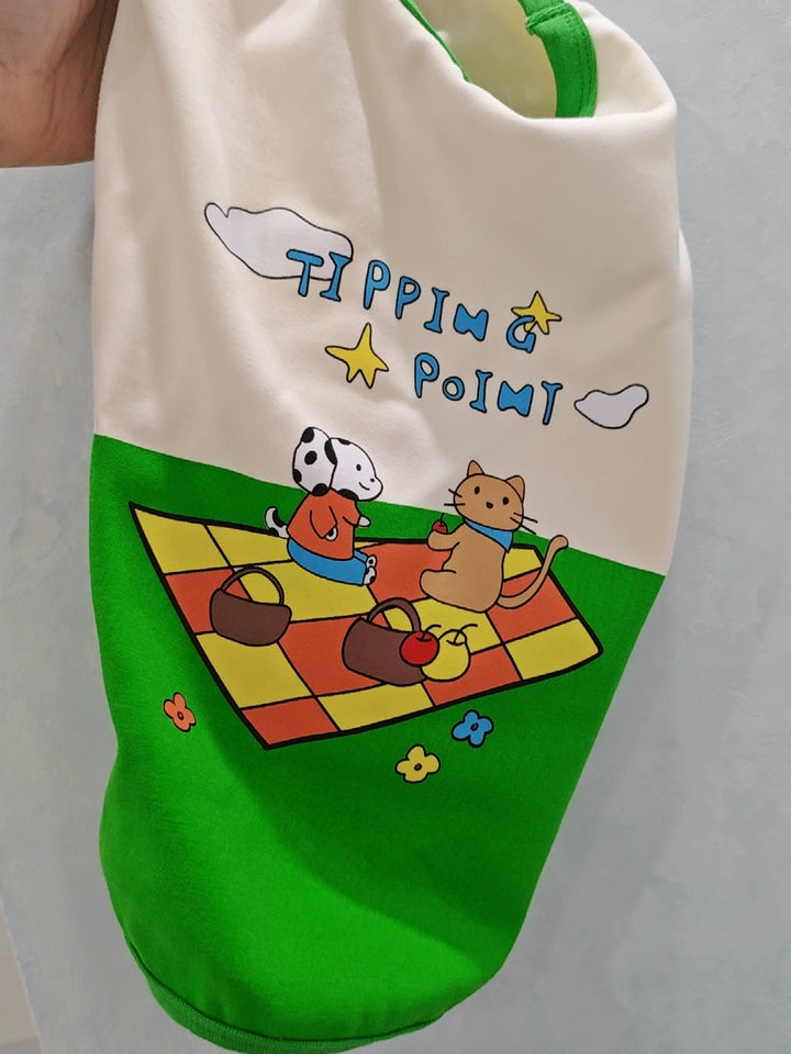 Green Cartoon Shirt DoggreenwithwhiteshirtforsmallmediumdogsbyFrenchiely_7