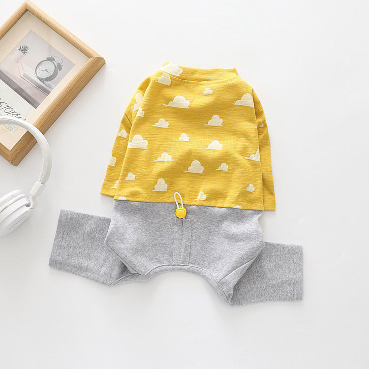 Dog Sring Autumn Onesie PJs DoglightblueandyellowonesiepajamasformediumdogsbyFrenchiely_7