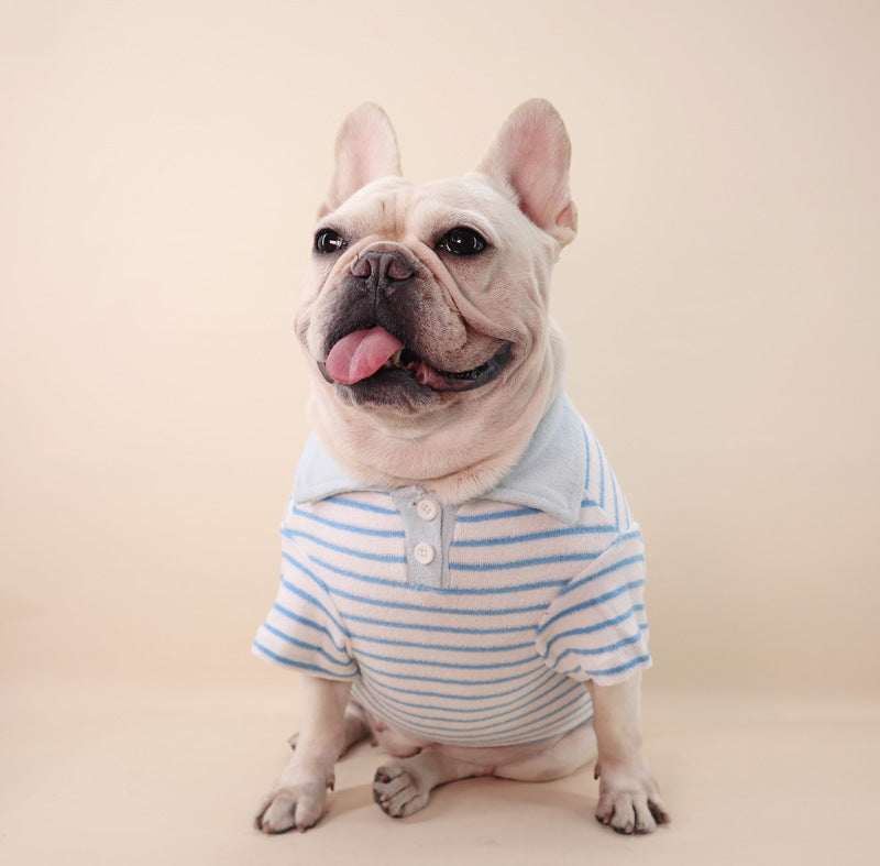 Dog Stripe Polo Shirt for small medium dogs by Frenchiely