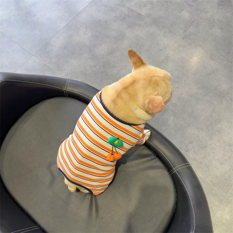 Stretchy Cherry PJs DogstretchystripedonesiepajamasbyFrenchiely_12