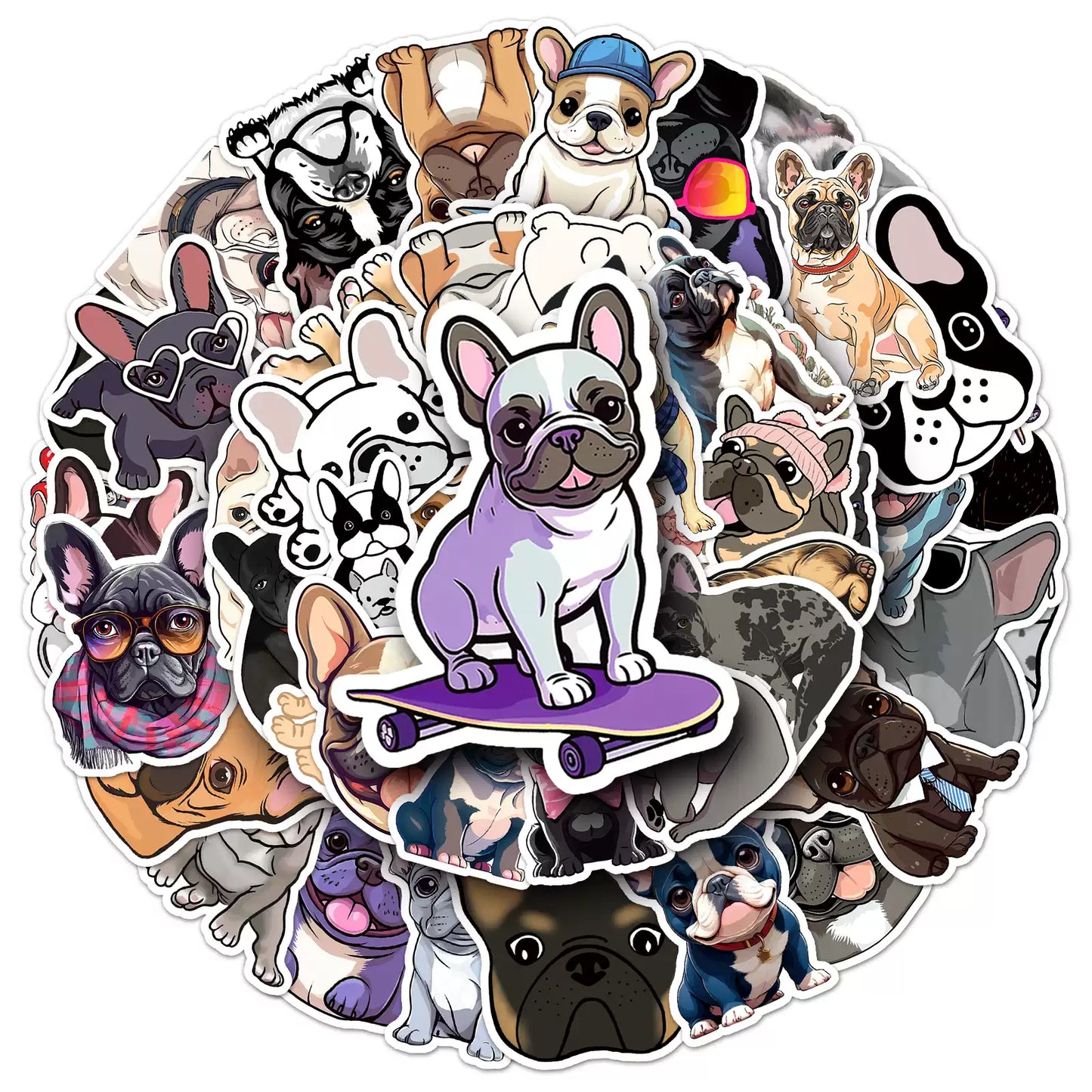waterproof French Bulldog Vinyl Stickers decals
