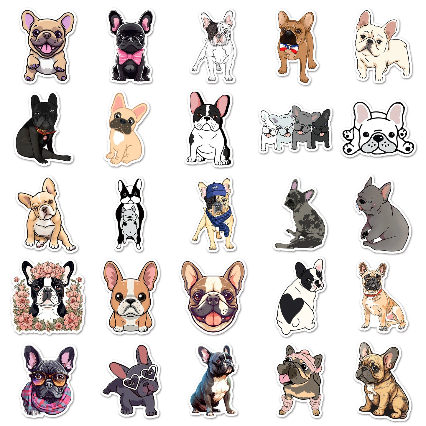 waterproof French Bulldog Stickers decals