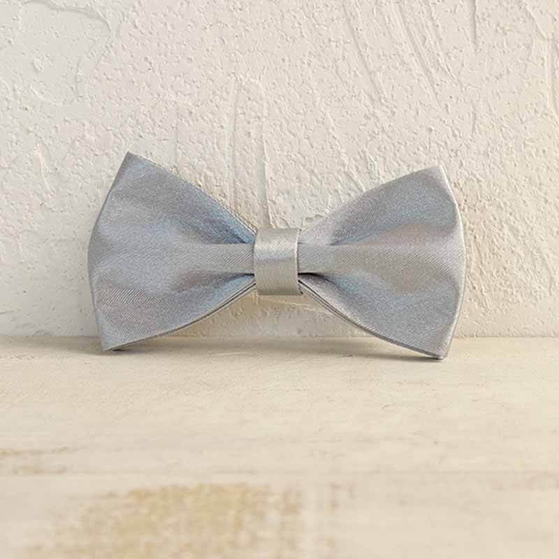 Dog Silvery Satin Bow Tie - Frenchiely