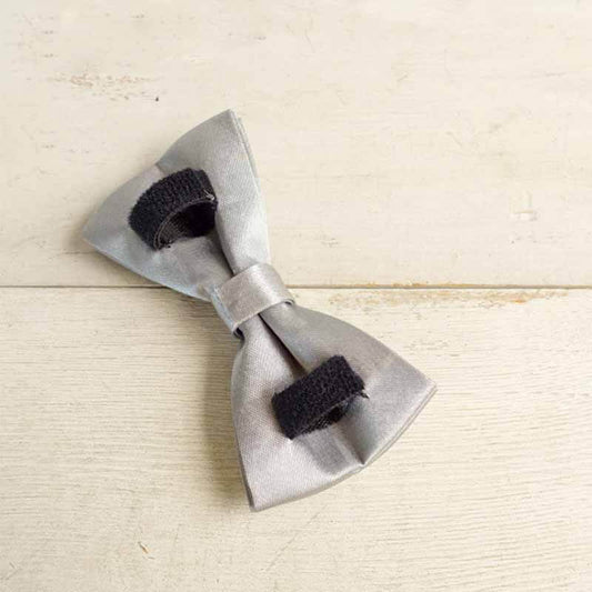 Dog Silvery Satin Bow Tie - Frenchiely