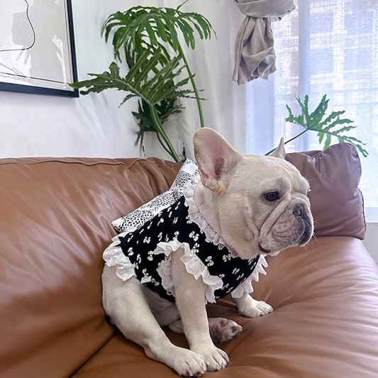 Dog Black and White Bowtie Dress