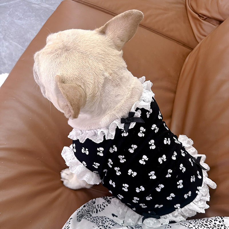 Dog Black and White Bowtie Dress