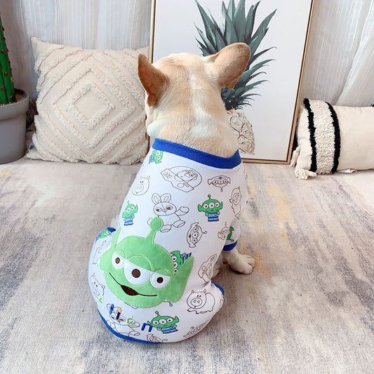dog cartoon aliens piggy onesie pajamas for medium dogs