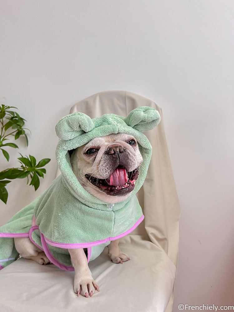 Adjustable Hooded Dog Bath Towel for small medium dogs by Frenchiely