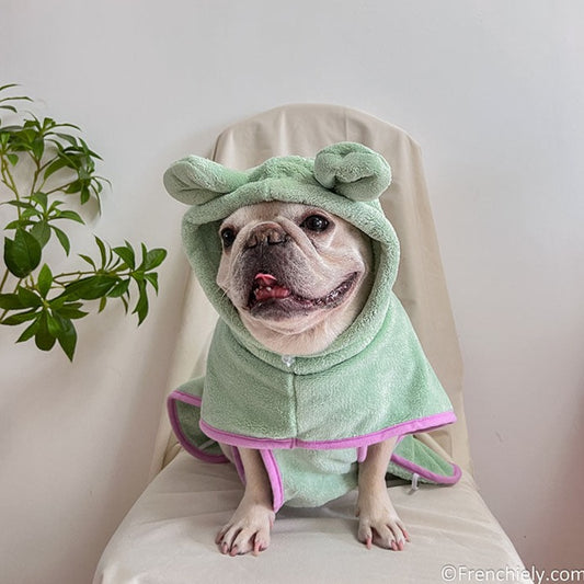 Adjustable Hooded Dog Bath Towel for small medium dogs by Frenchiely