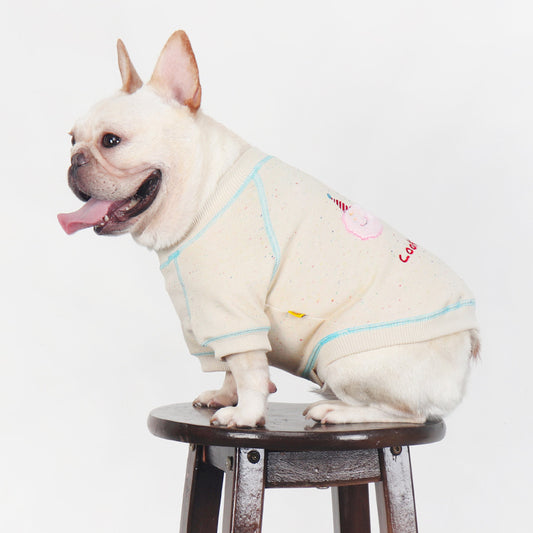 Dog Warm Jumper Shirt in Beige for Medium Dog Breeds by Frenchiely.com