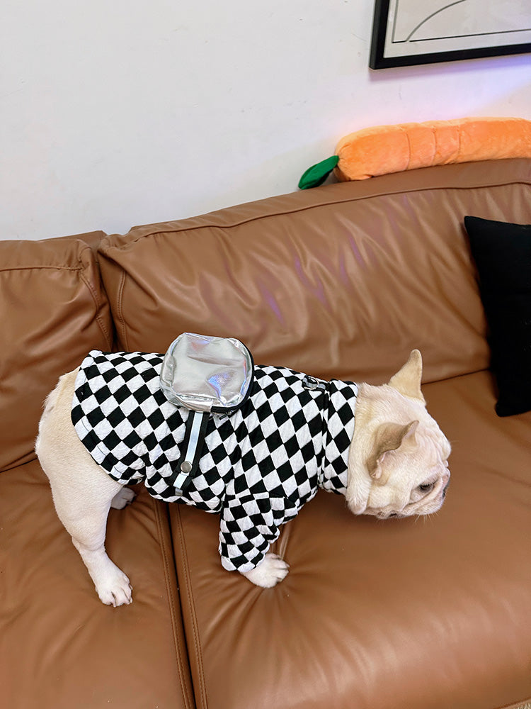 Dog Blackcheck Hoodie with Bag Attached - Frenchiely