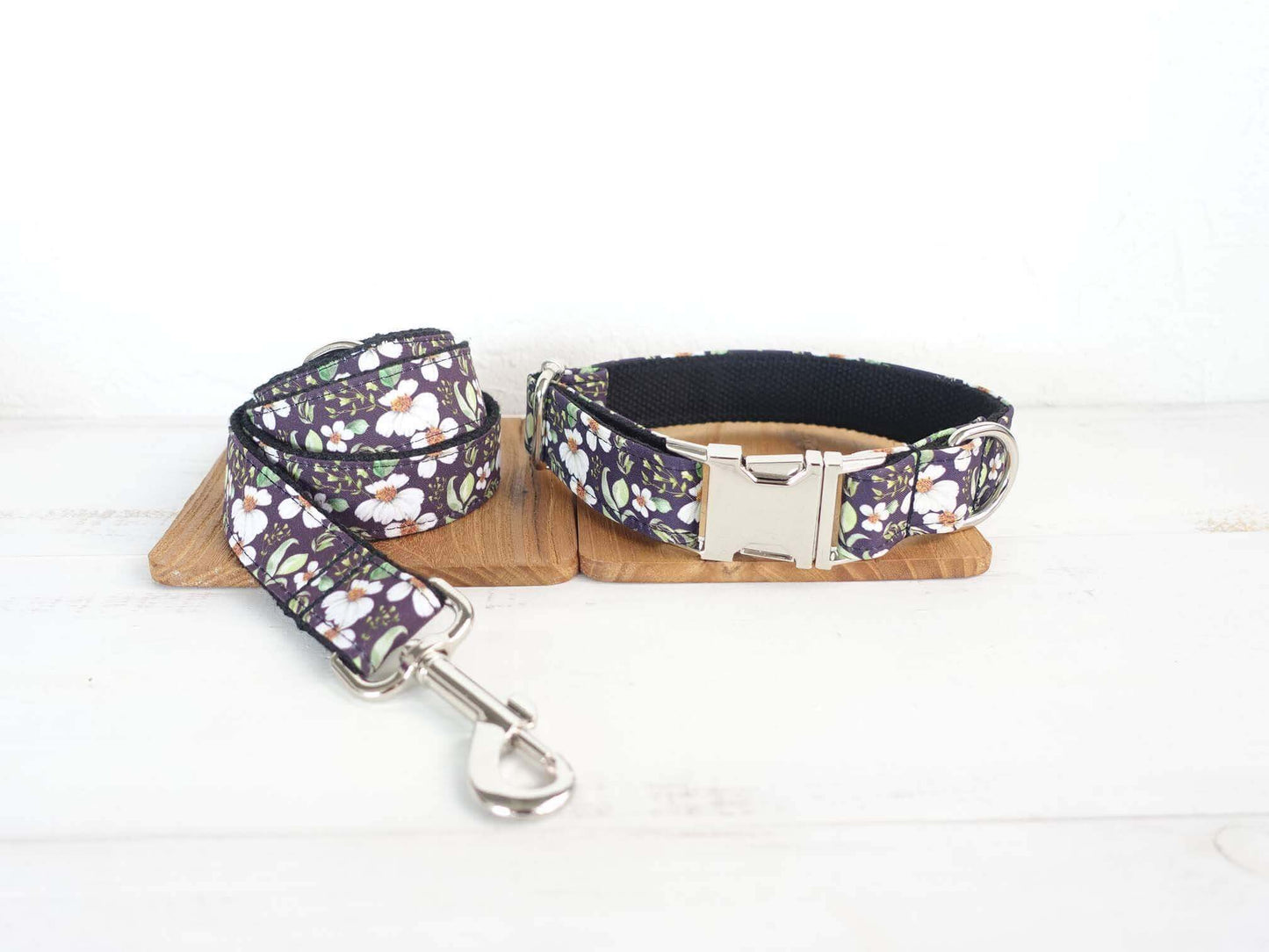 Dog Black Daisy Leash Set - Frenchiely