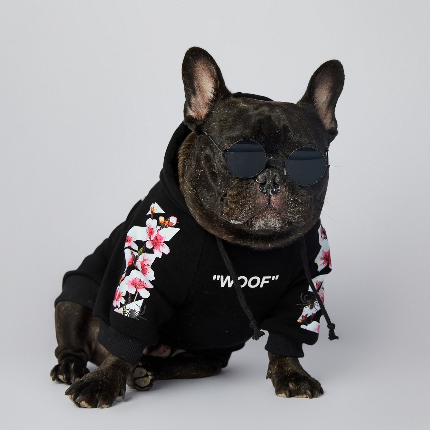 Dog Black Sakura Woof Hoodie - Frenchiely