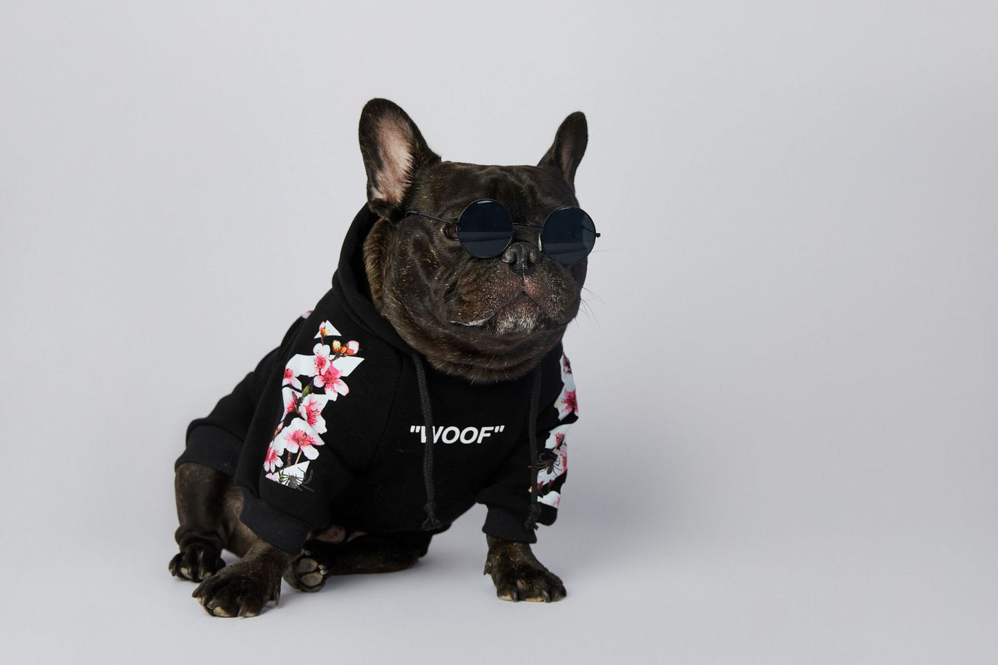 Dog Black Sakura Woof Hoodie - Frenchiely