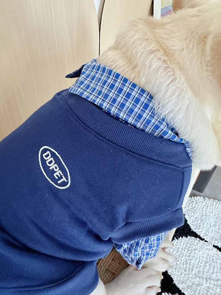 Dog Fake Two Piece Shirt in Blue for medium dog breeds by Frenchiely
