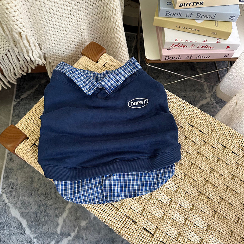 Dog Fake Two Piece Shirt in Blue for medium dog breeds by Frenchiely