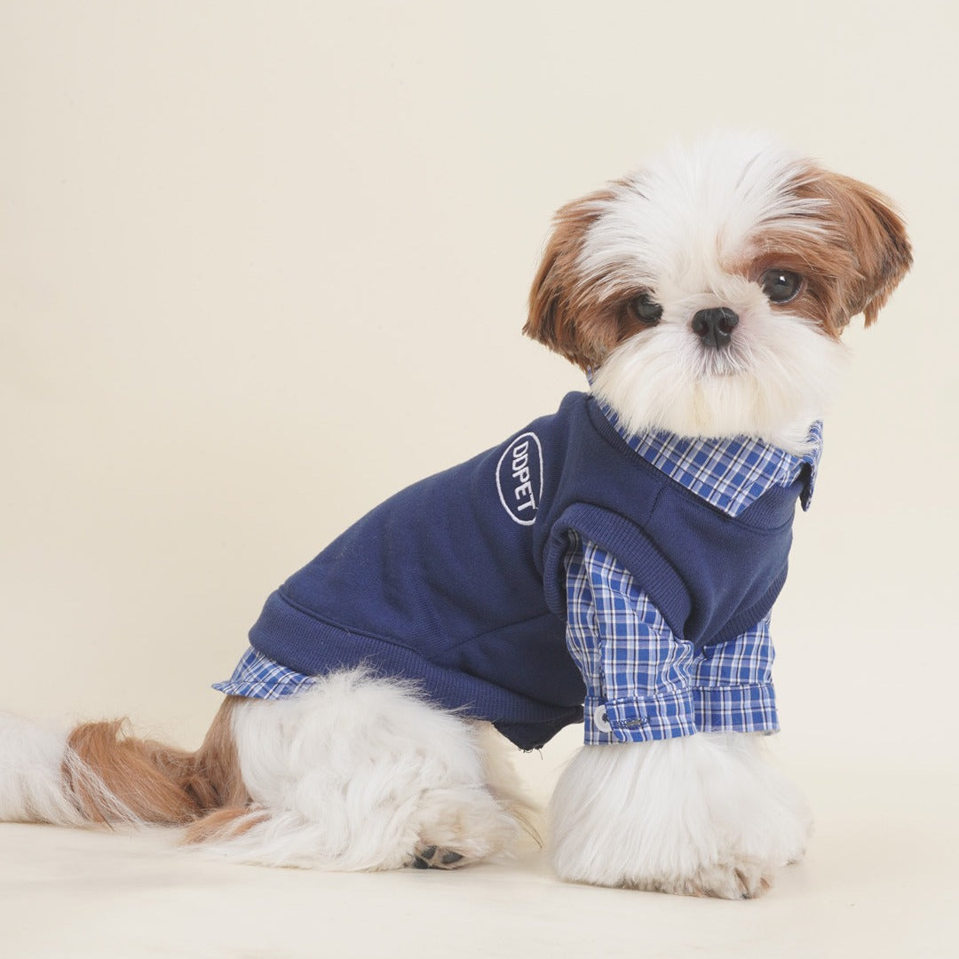 Dog Fake Two Piece Shirt in Blue for medium dog breeds by Frenchiely