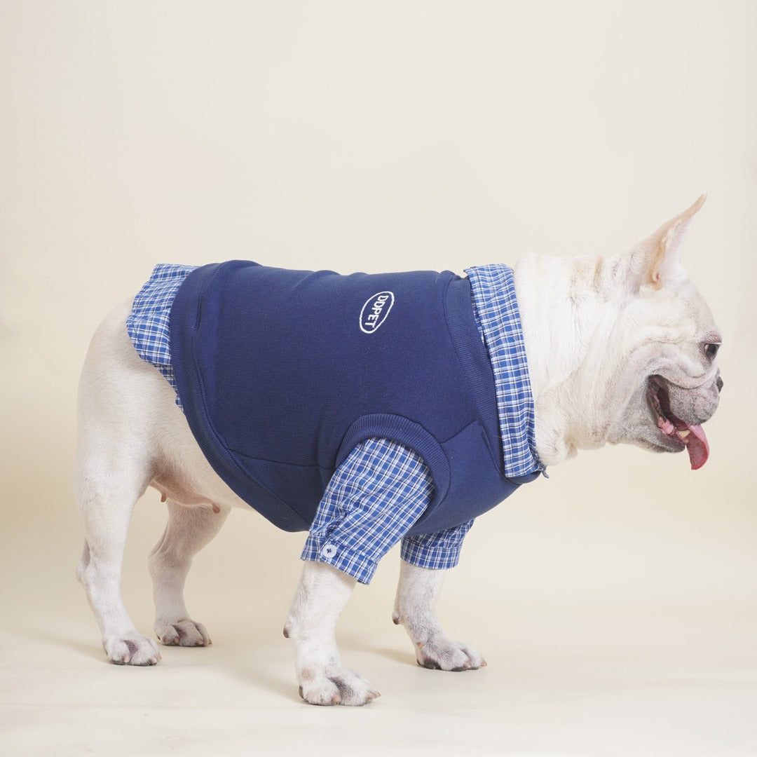 Dog Fake Two Piece Shirt in Blue for medium dog breeds by Frenchiely