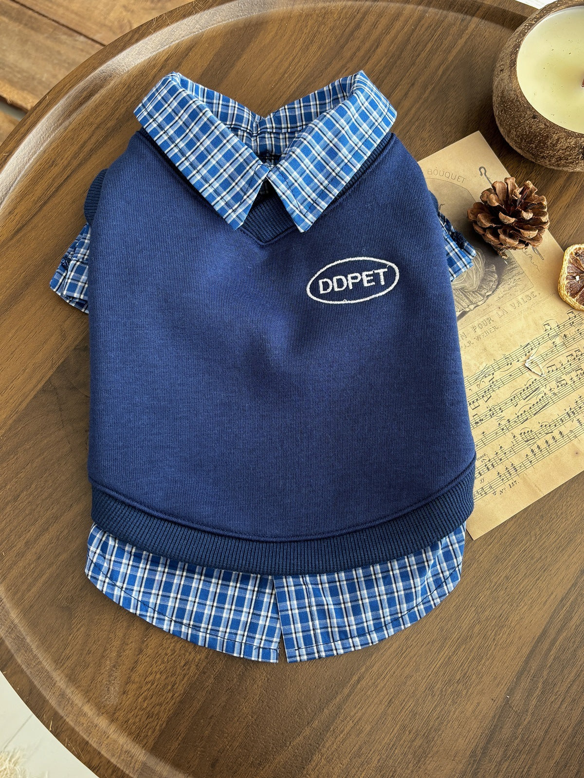 Blue Fake Two Piece Shirt dogblueplaidtwofauxsweatshirtbyFrenchiely_6