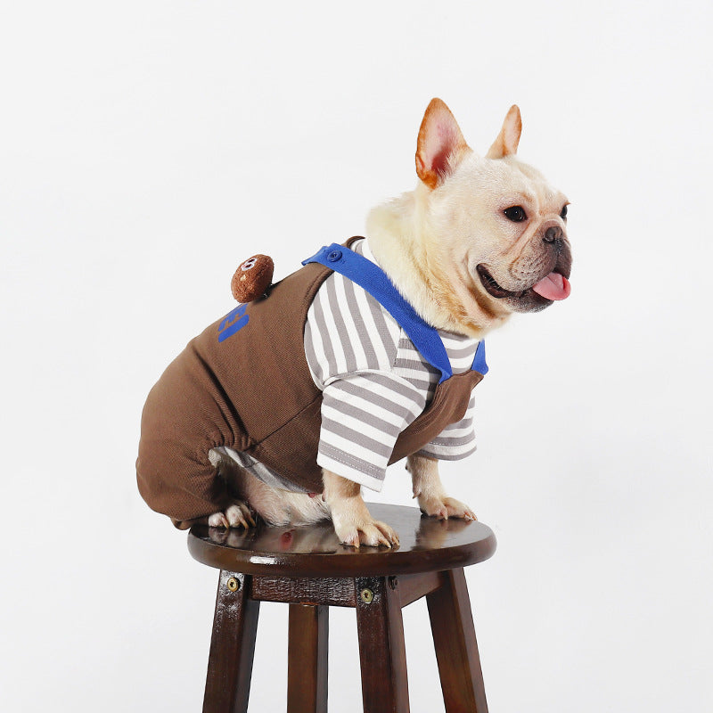 Dog Brown Overalls Onesie - Frenchiely