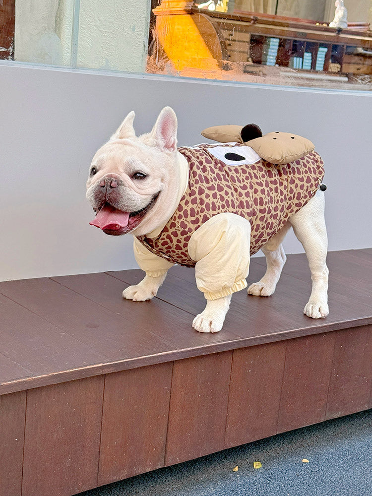 Dog Cartoon Winter Jacket for Chunky French BUlldogs