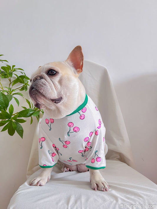 dog green cherry cotton shirt for medium dog breeds by frenchiely
