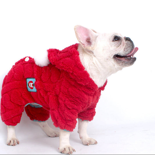 Warm Red Christmas Hooded PJs dogchristmaswarmclothesformediumfrenchbulldogs_6