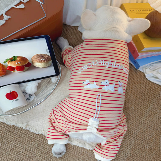 Medium Dog Stripe Onesie PJs dogcomfortablestripeonesiejumpsuitformediumdogbreedsbyFrenchiely_5