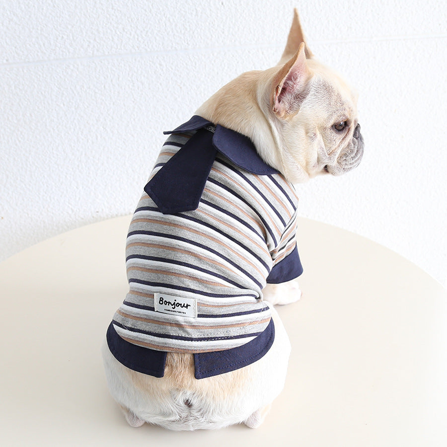 Dog Stripe Faux Two Piece Shirt dogfauxtwopiecestripenavyshirtformediumdogbreedsbyFrenchiely_3