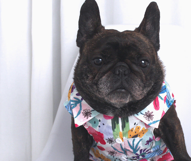 Cotton Floral Dress dogfloraldressandshirtforfrenchbulldogs_1