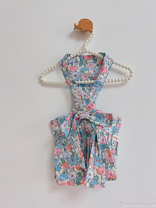 dog blue floral dress for small medium dogs by frenchiely