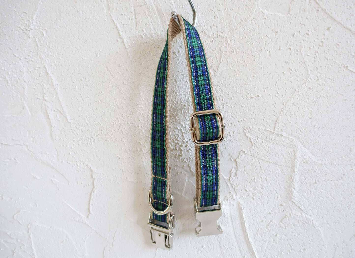 Dog Green Plaid Collar Leash Set - Frenchiely
