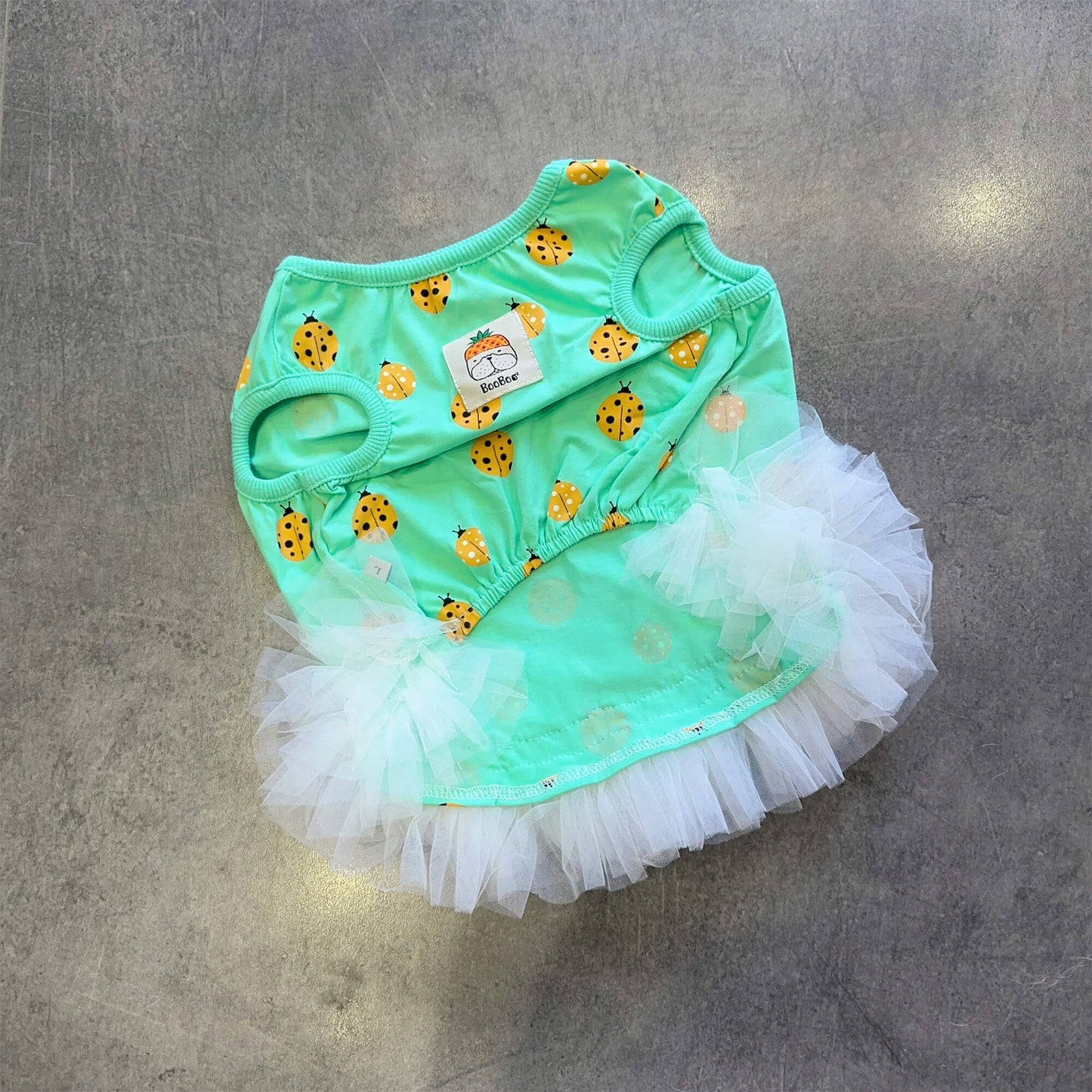 dog green tutu dress with ladybug print for medium dogs