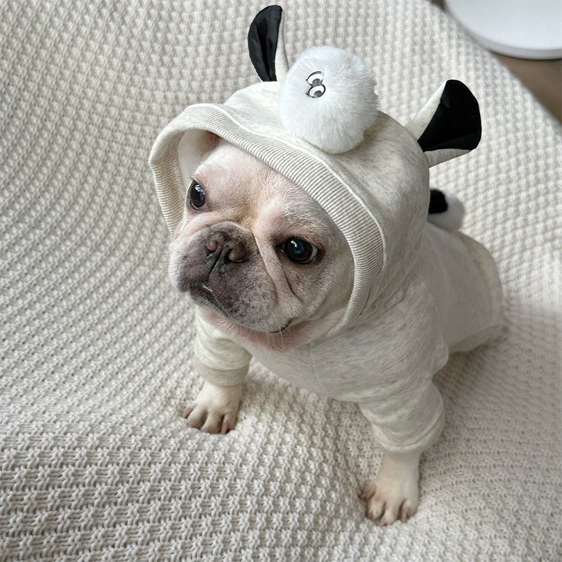 Dog Light Grey Panda Onesie PJs Costume for medium dogs 