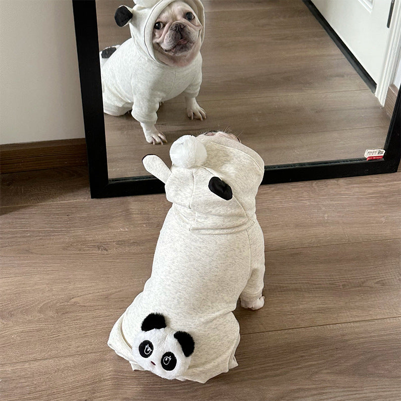 Dog Light Grey Panda Onesie PJs Costume for medium dogs 