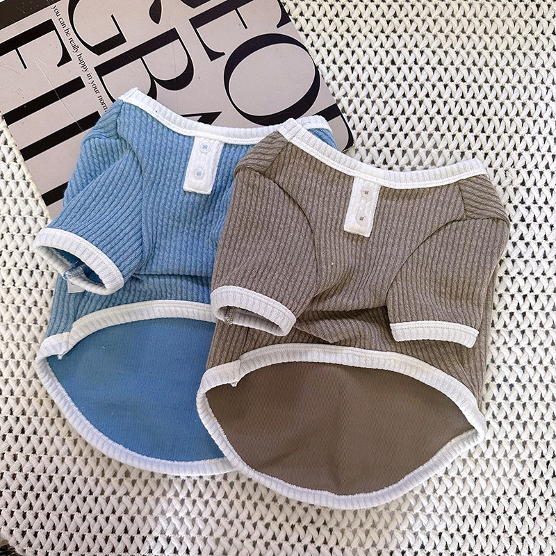 Dog Stretchy Shirt with heart logo in blue for medium dogs