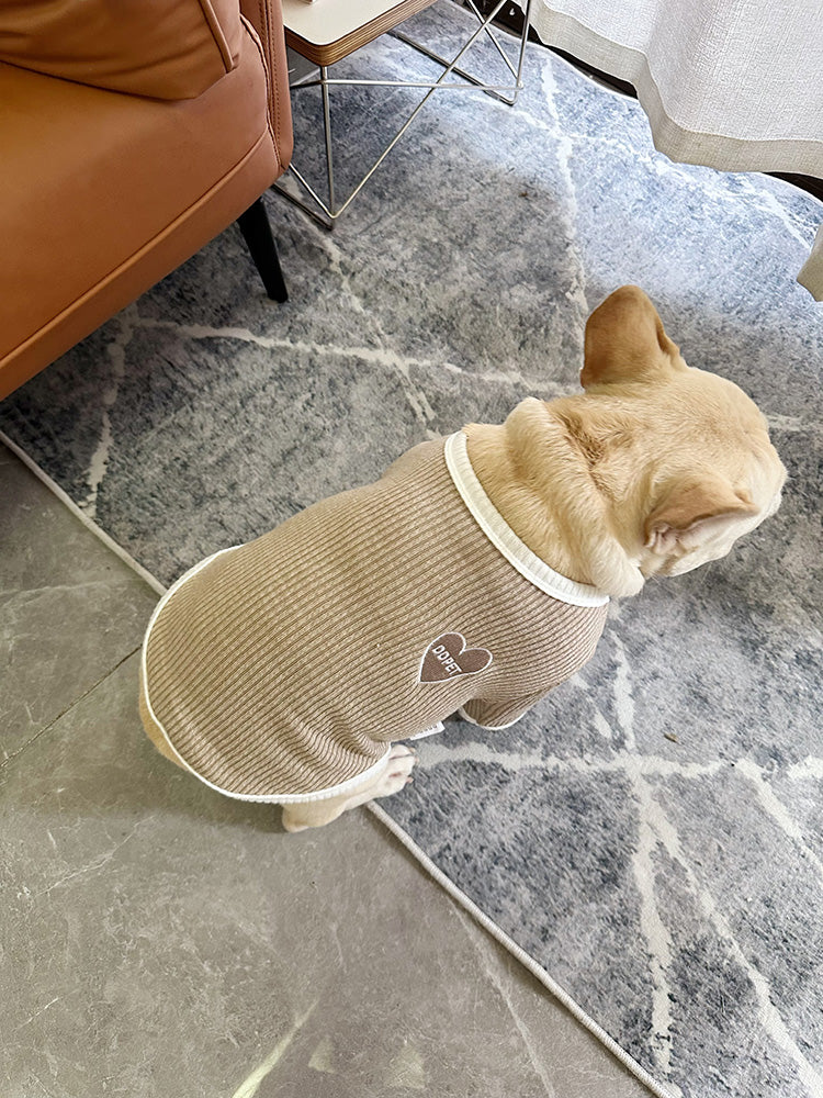 Dog Stretchy Shirt with heart logo in blue for medium dogs