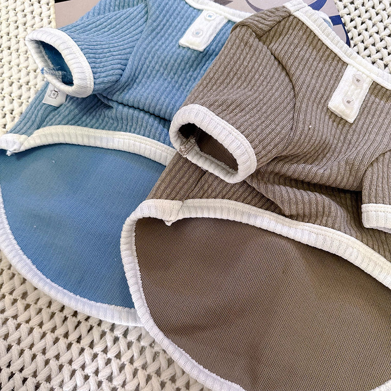 Dog Stretchy Shirt with heart logo in blue for medium dogs