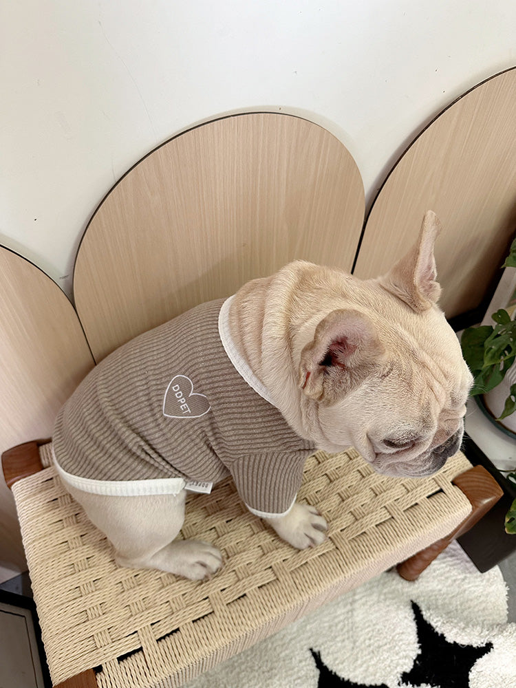 Dog Stretchy Shirt with heart logo in blue for medium dogs