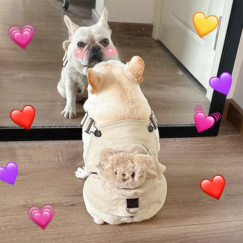 Khaki Overalls with Pocket dogkhakideminoverallshirtforsmallmediumdogsbyFrenchiely_8