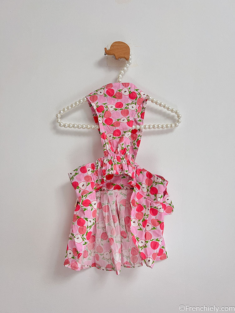 Dog summer pink litchi dress for small medium dogs by frenchiely